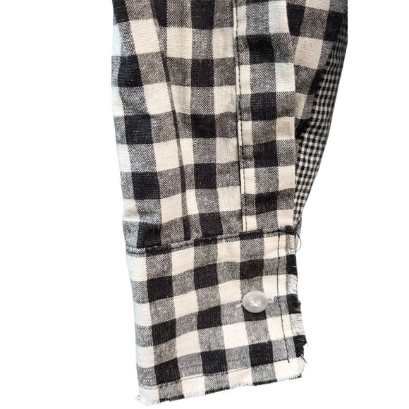POL BOHO Oversized Small Black and White Checked Gingham Dress Frayed Hem - Picture 16 of 16